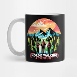 Vintage Retro Nordic Walking Mountain Adventure Sport Mug